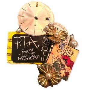 Handmade cute PTA 3D collage brooch #J8